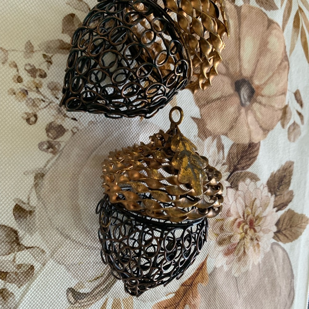 Pier 1 Black and Gold Acorn Ornaments